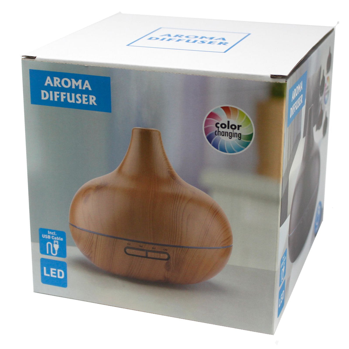 Anibe Lifestyle - Aromadiffusor - Santorini med skaldesign, USB och färgskiftande ljus