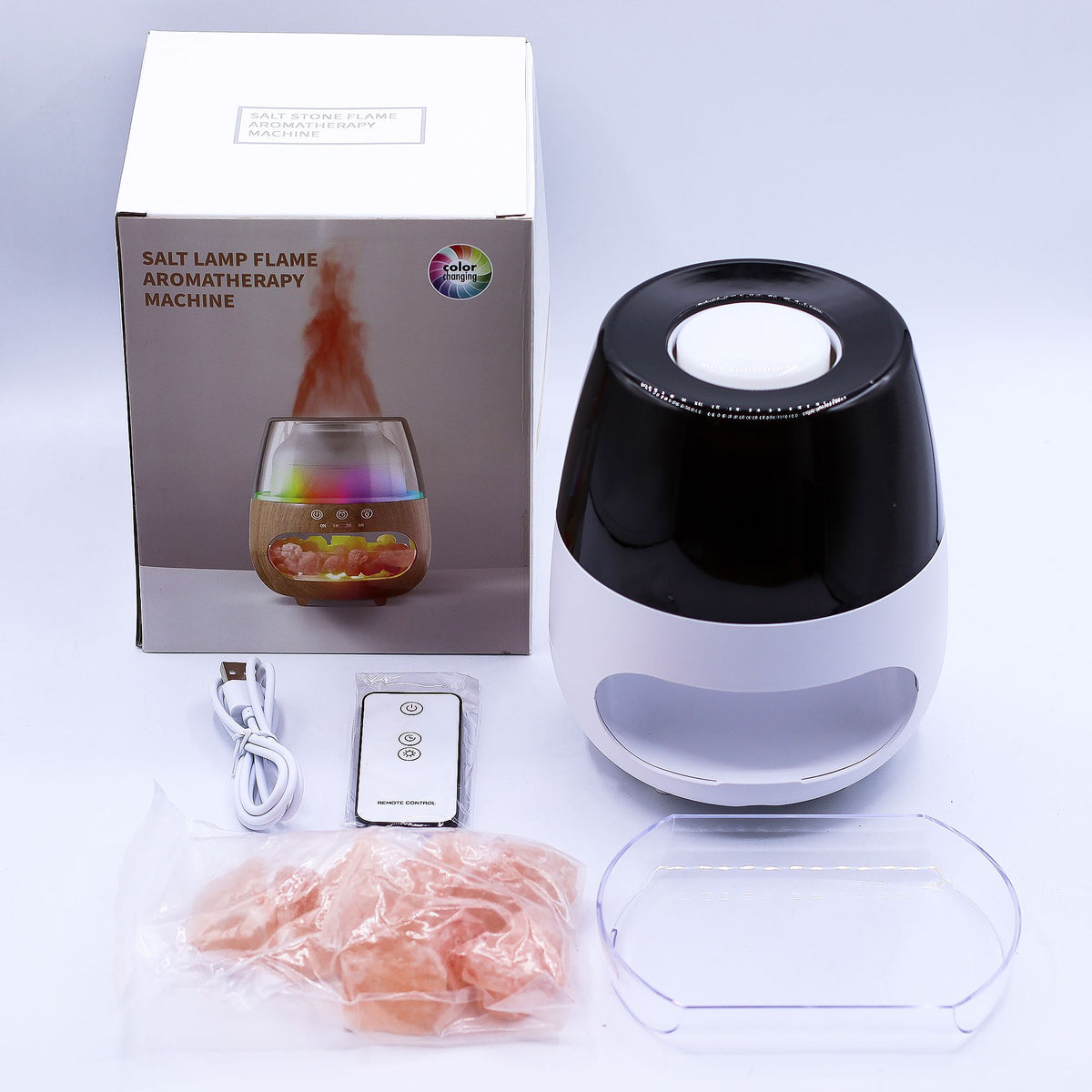 Anibe Lifestyle - Aromadiffusor - Salt Stone med flameffekt - vit - USB och timer