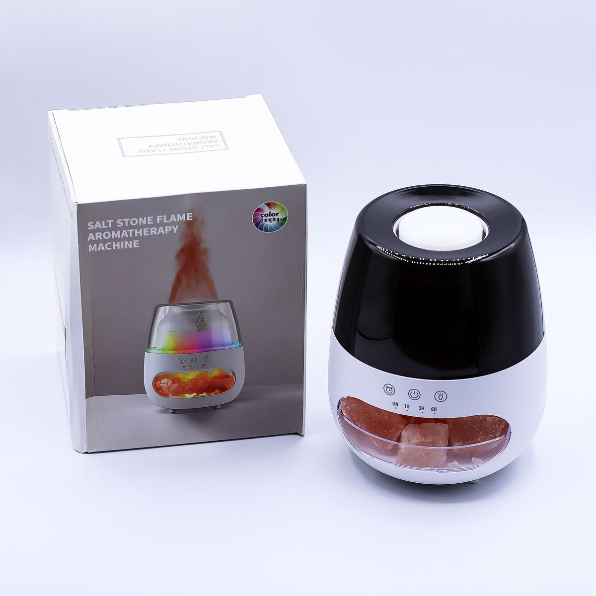 Anibe Lifestyle - Aromadiffusor - Salt Stone med flameffekt - vit - USB och timer