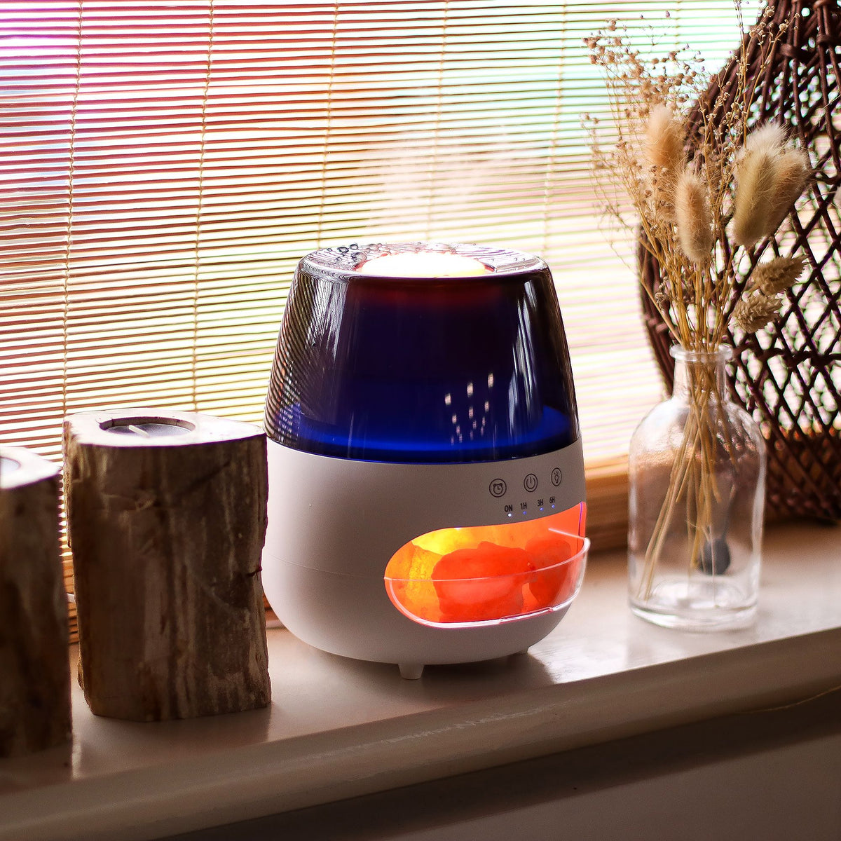 Anibe Lifestyle - Aromadiffusor - Salt Stone med flameffekt - vit - USB och timer