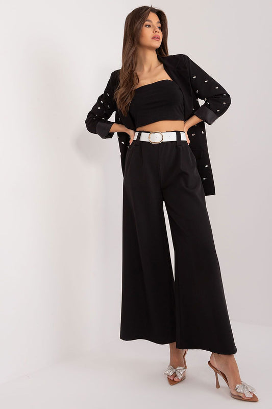 Anibe Lifestyle - Palazzo-byxor med high-waist, resårband och bälte