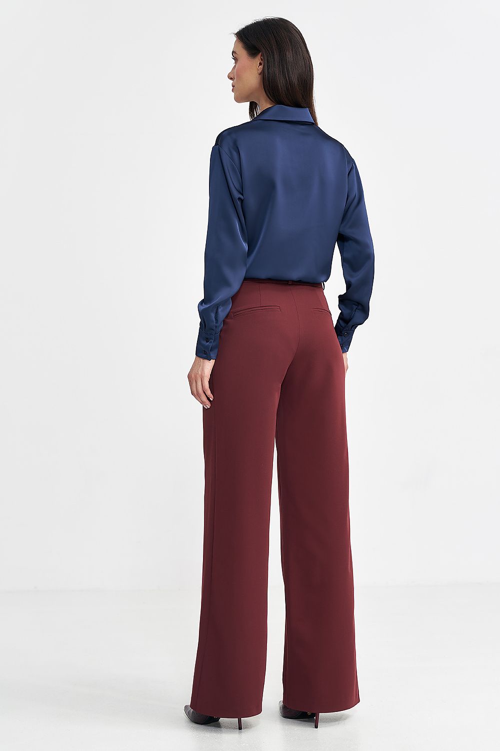 Anibe Lifestyle - Wide leg-byxor med ledig passform och prydnadsveck