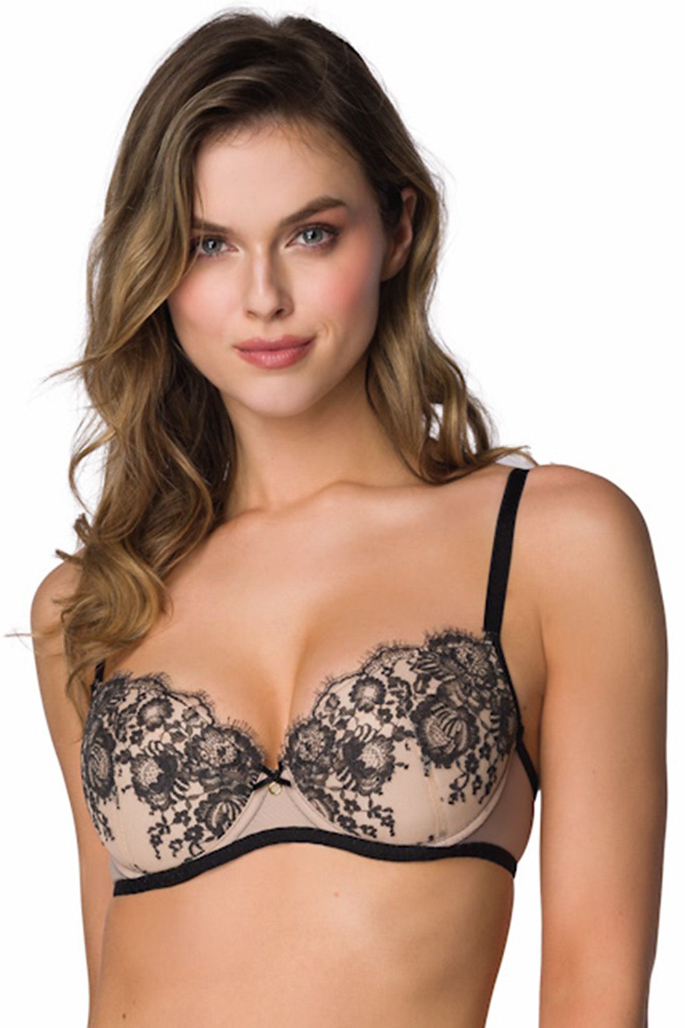 Anibe Lifestyle - Frances - Push up-behå i beige blommig spets