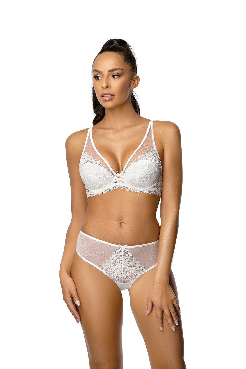 Anibe Lifestyle - Push up-behå i blommig spets med rosett