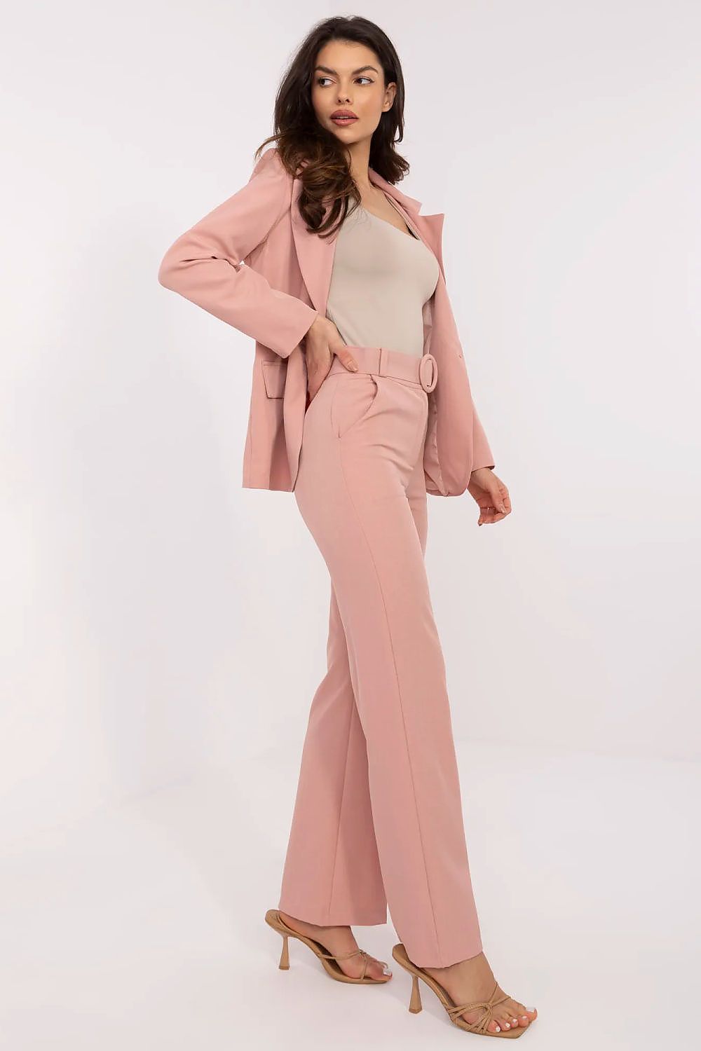 Anibe Lifestyle - Eleganta utsvängda byxor med high-waist och bälte