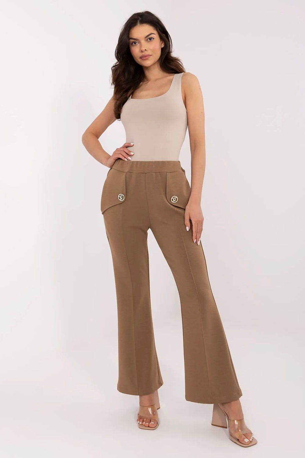 Anibe Lifestyle - Vida byxor med high-waist, resårband och avtagbara broscher