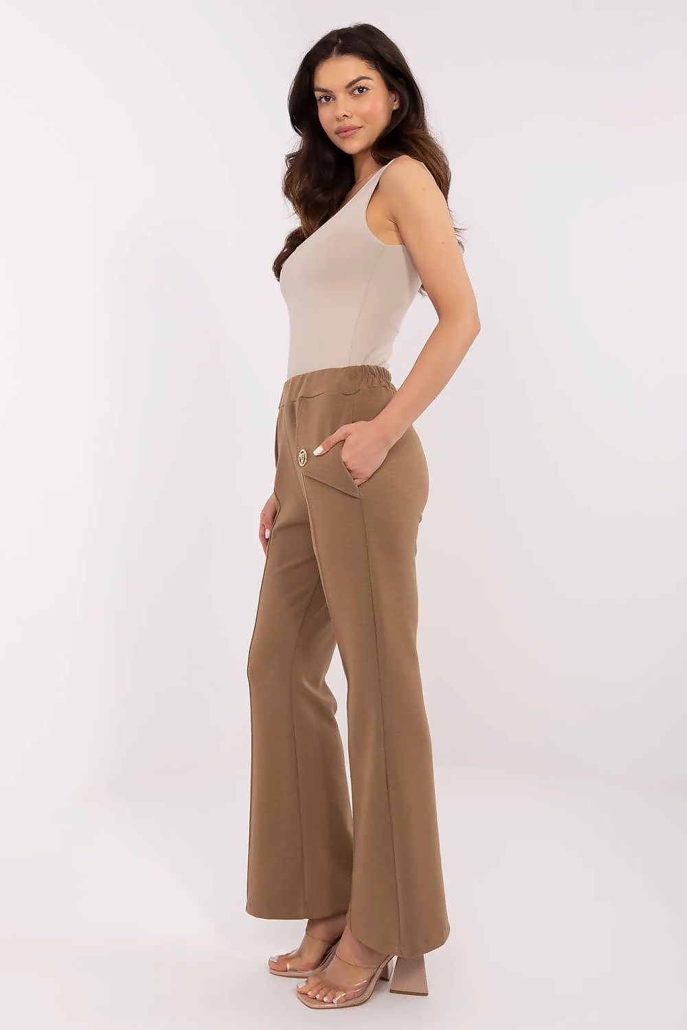 Anibe Lifestyle - Vida byxor med high-waist, resårband och avtagbara broscher