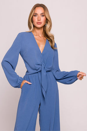 Anibe Lifestyle - Croppad blus med puffärm och V-ringning