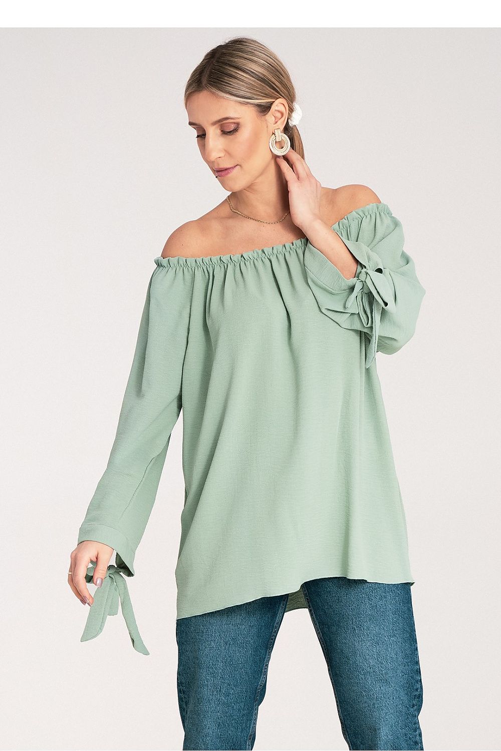 Anibe Lifestyle - Blus i spansk stil med off-shoulder och snörning