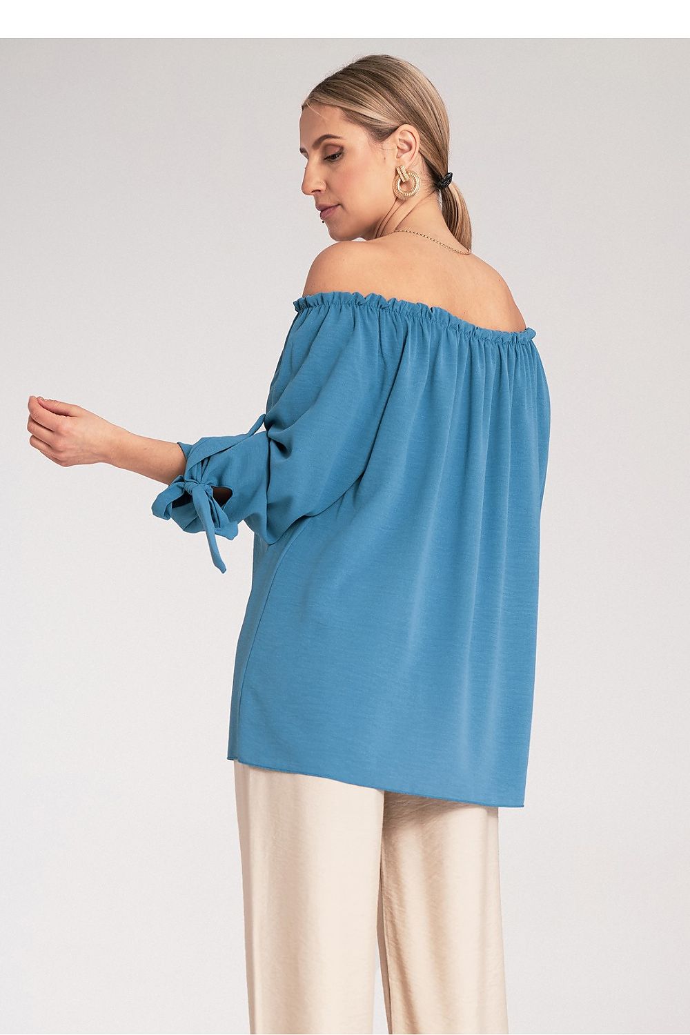 Anibe Lifestyle - Blus i spansk stil med off-shoulder och snörning