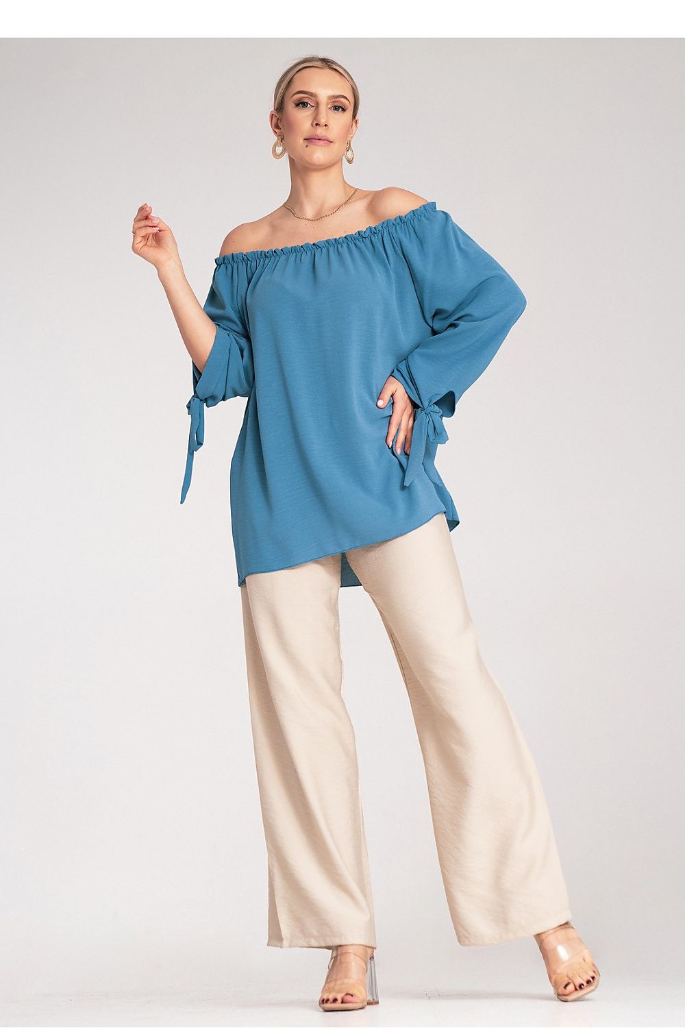 Anibe Lifestyle - Blus i spansk stil med off-shoulder och snörning