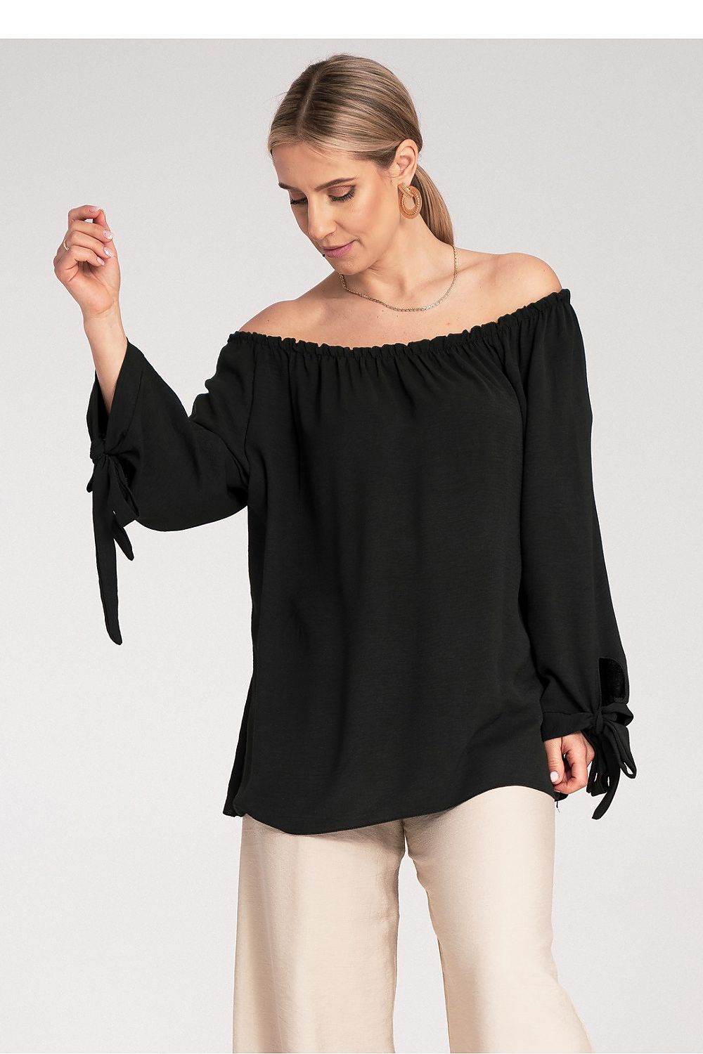 Anibe Lifestyle - Blus i spansk stil med off-shoulder och snörning