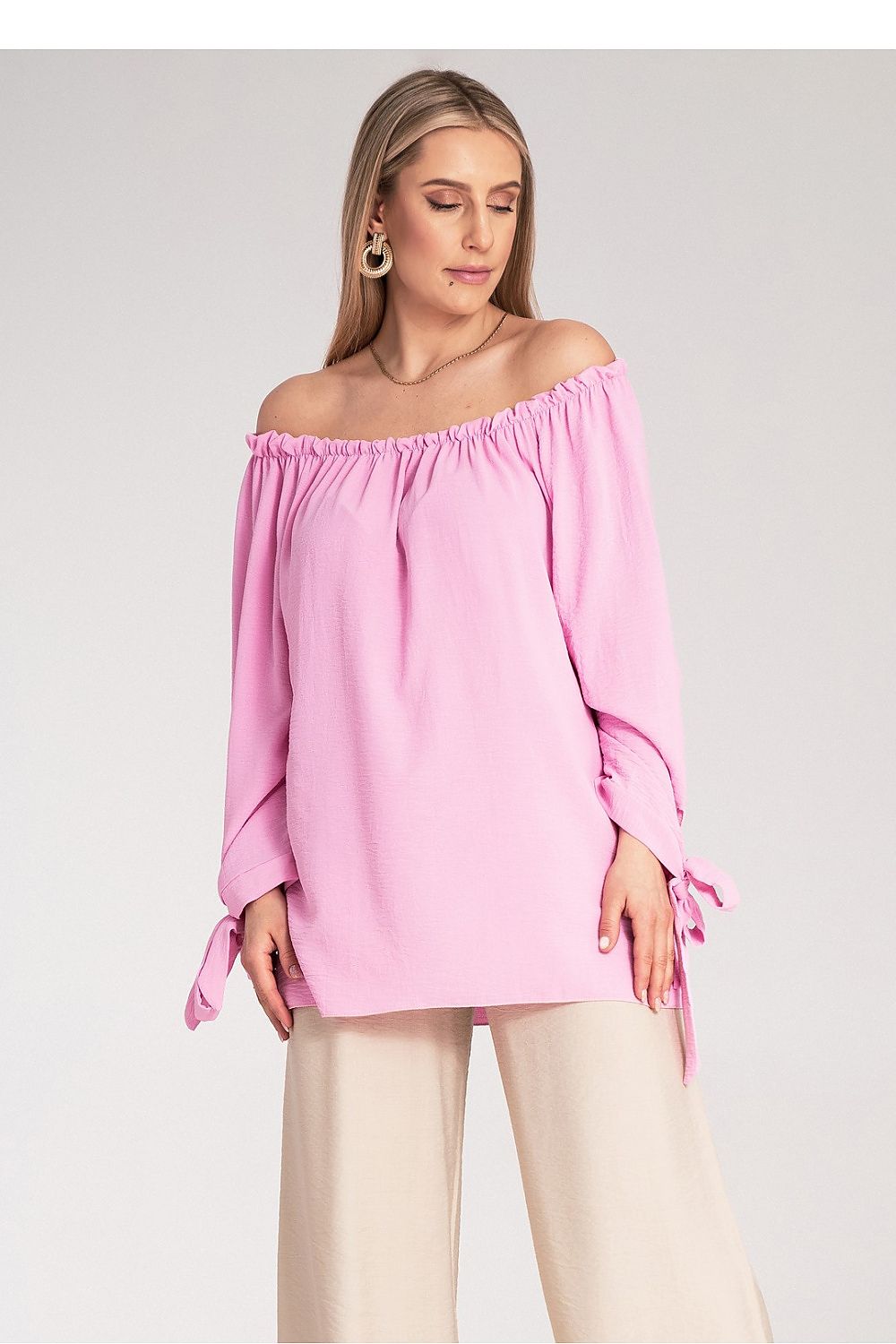 Anibe Lifestyle - Blus i spansk stil med off-shoulder och snörning