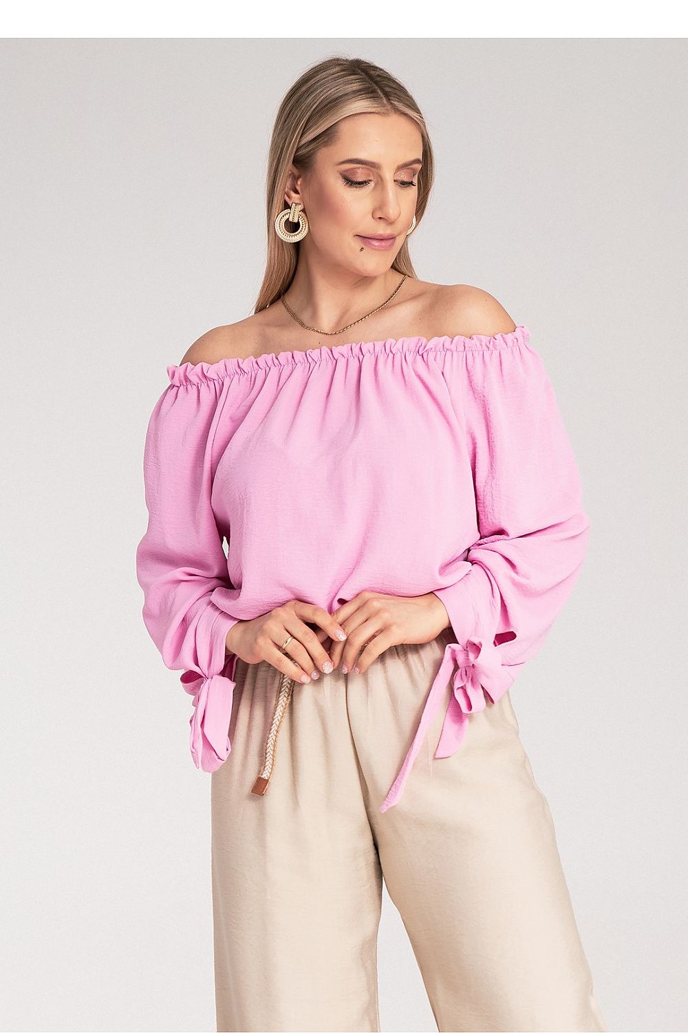 Anibe Lifestyle - Blus i spansk stil med off-shoulder och snörning