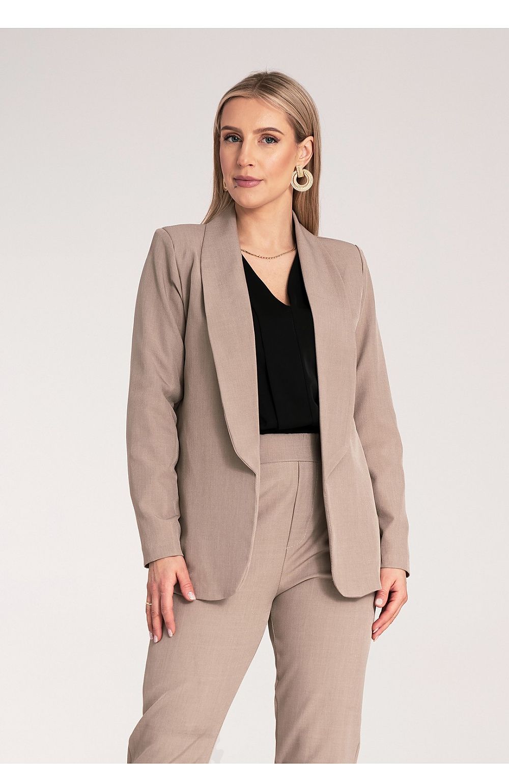 Anibe Lifestyle - Klassisk blazer utan stängning med helfoder