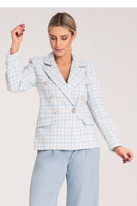 Anibe Lifestyle - Dubbelknäppt blazer i rutigt jacquardtyg