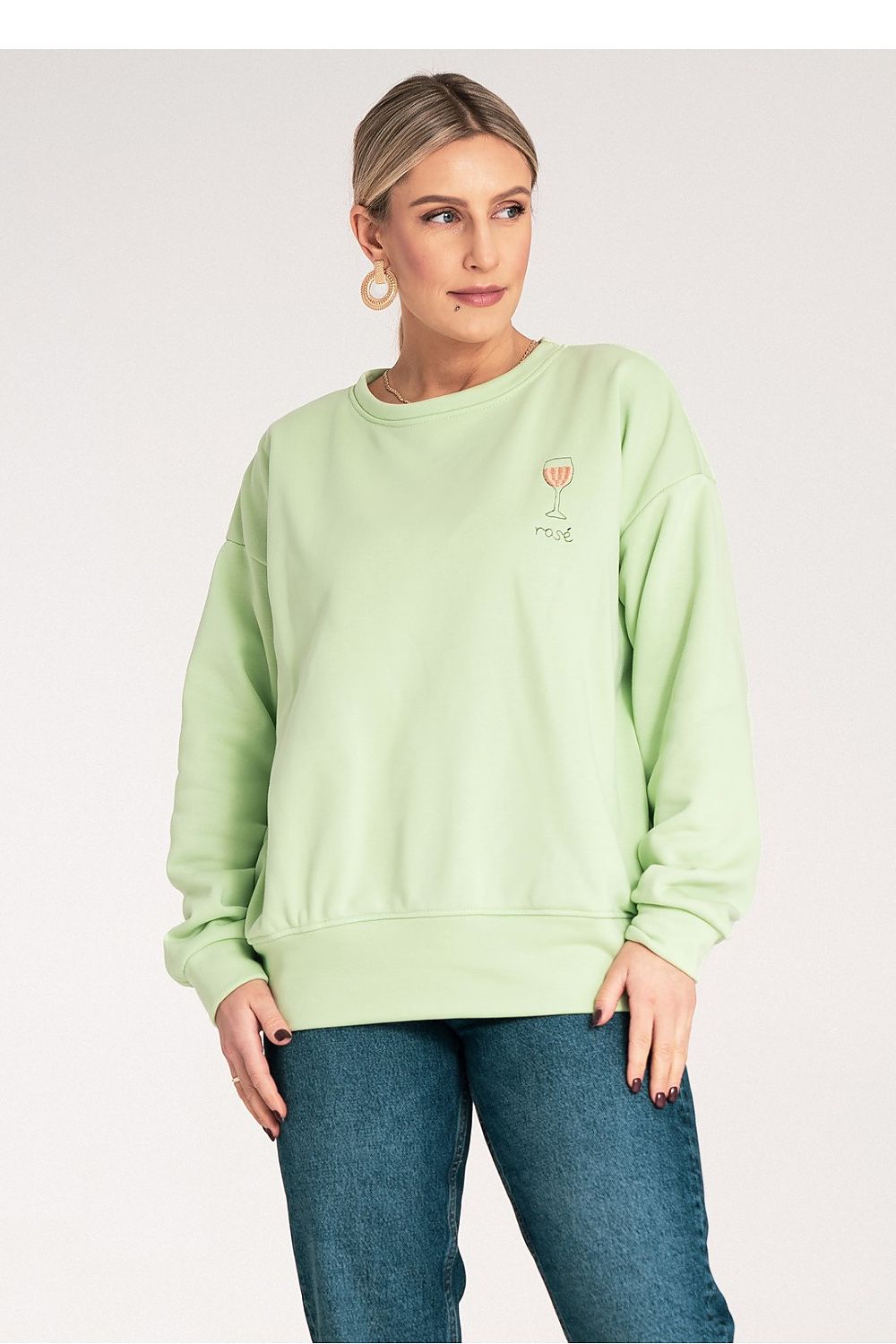 Anibe Lifestyle - Sweatshirt med brodyr och ribbade manschetter