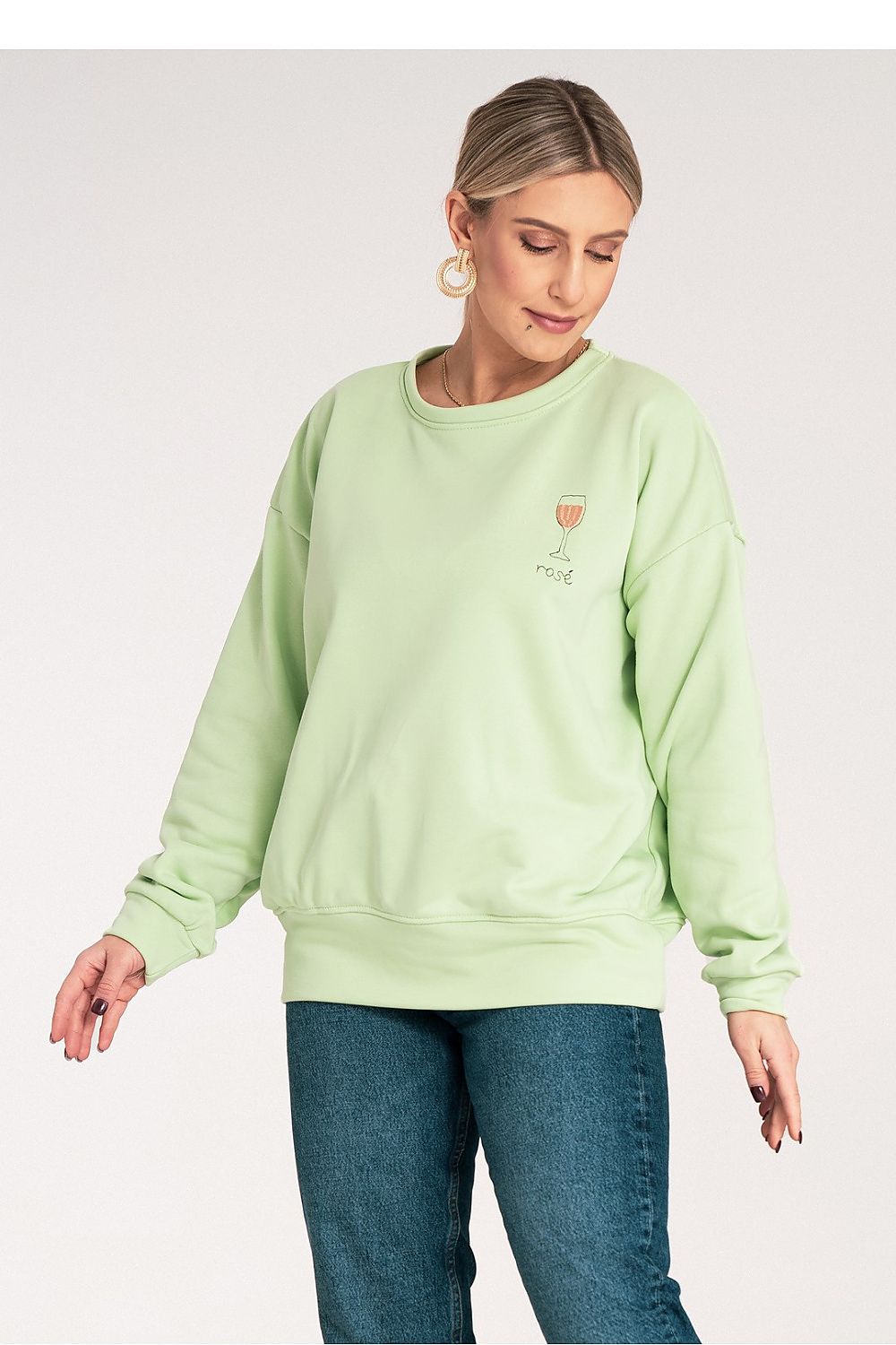 Anibe Lifestyle - Sweatshirt med brodyr och ribbade manschetter