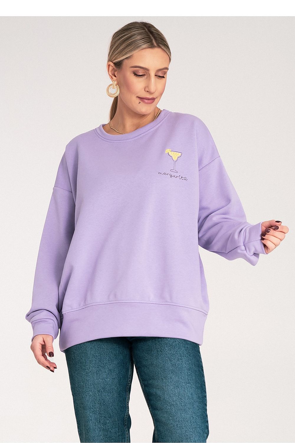 Anibe Lifestyle - Sweatshirt med brodyr och ribbade manschetter