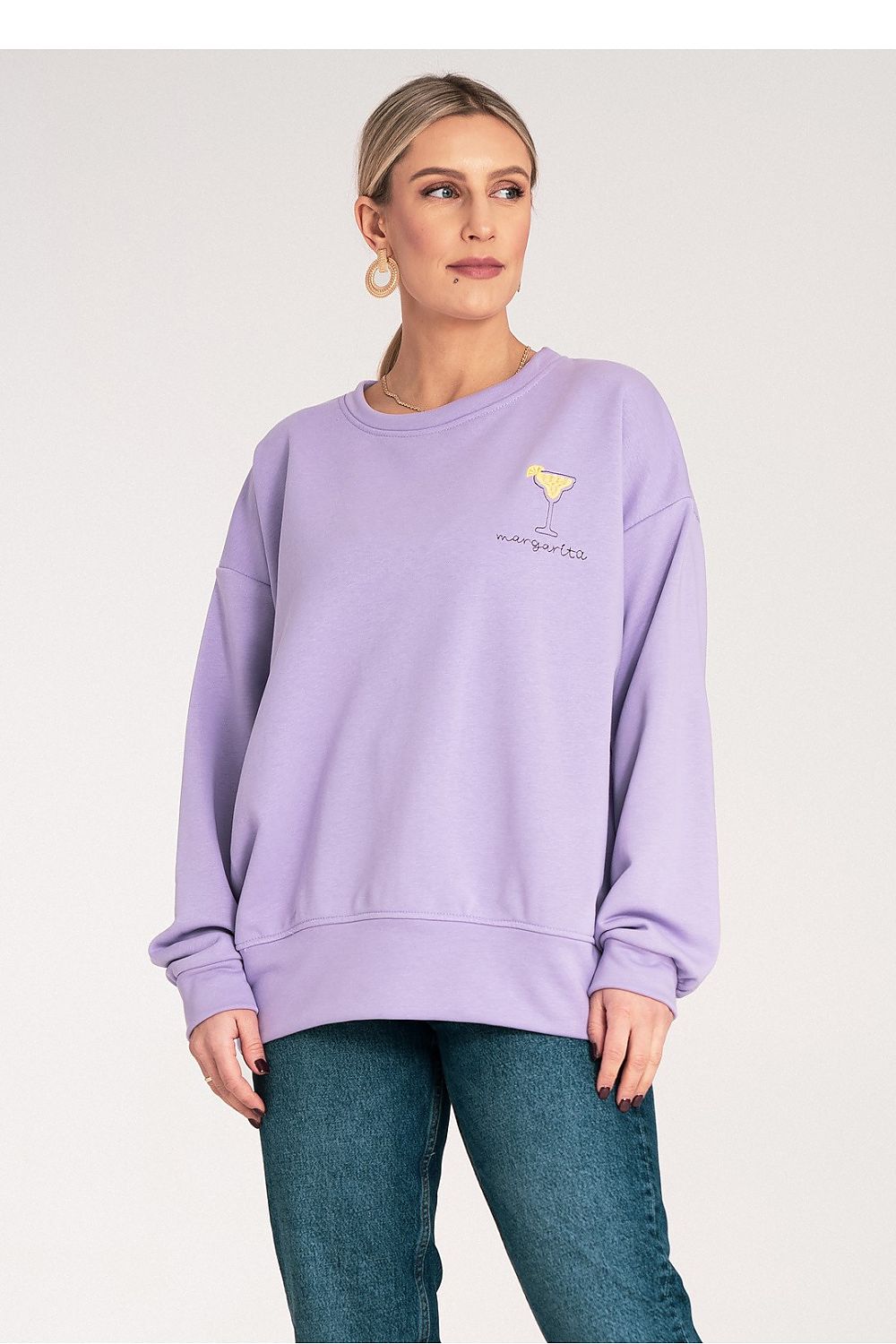 Anibe Lifestyle - Sweatshirt med brodyr och ribbade manschetter