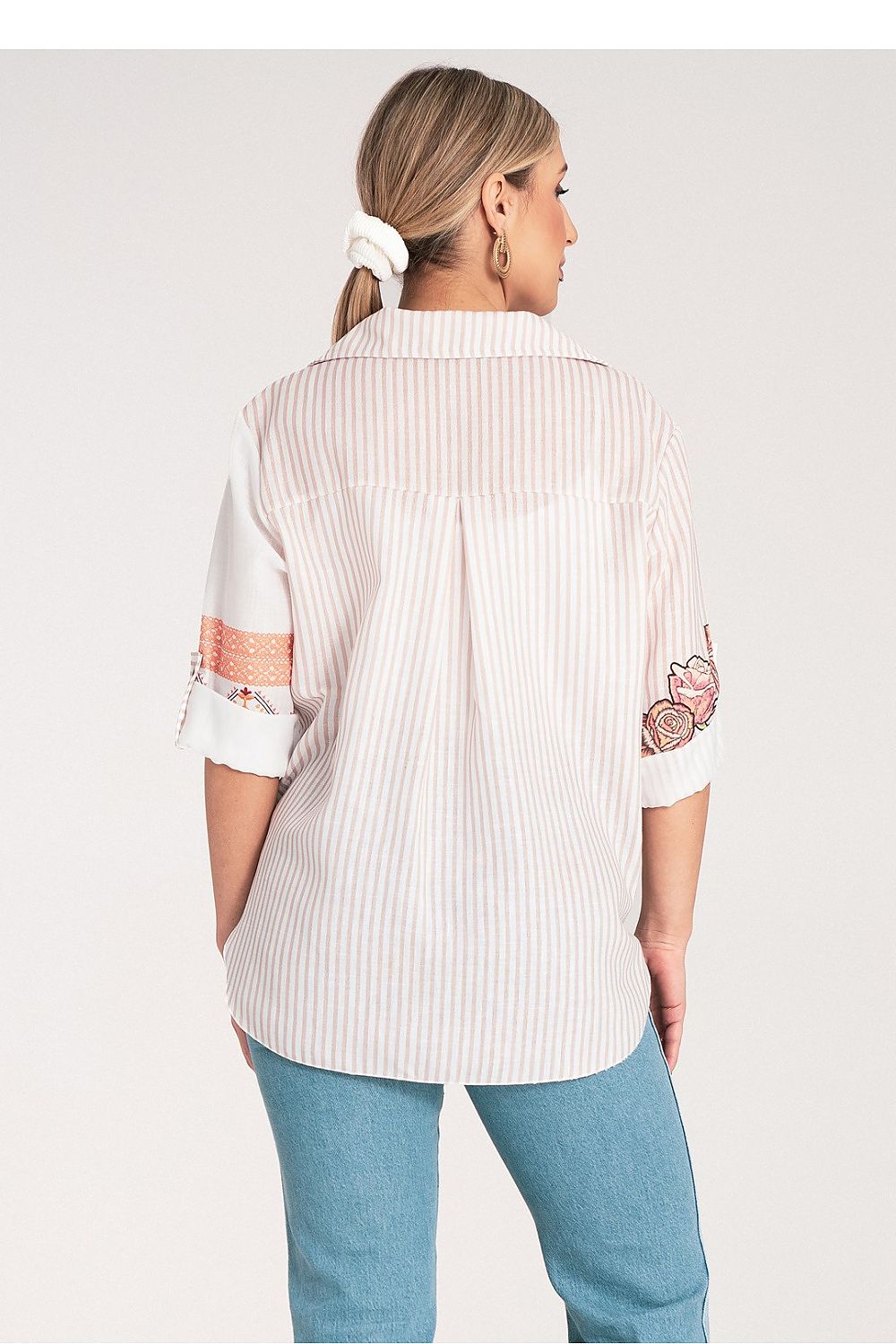 Anibe Lifestyle - Skjorta med asymmetriskt mönster och broderade detaljer