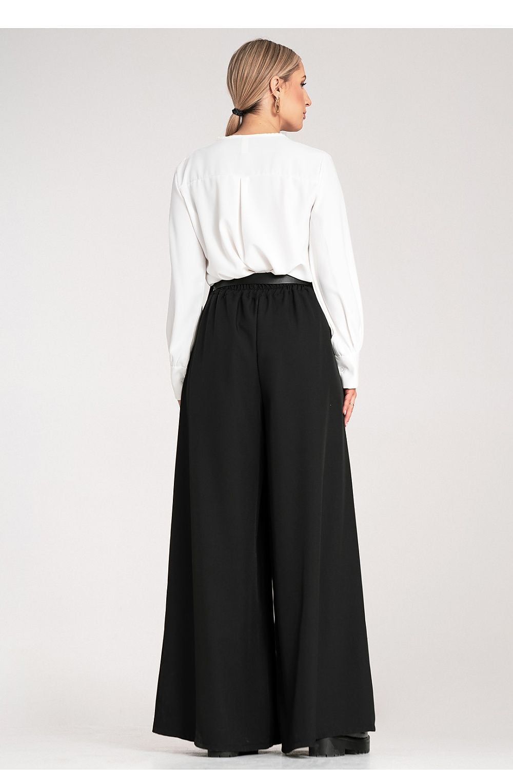 Anibe Lifestyle - Palazzobyxor med high waist, skärp och sidofickor