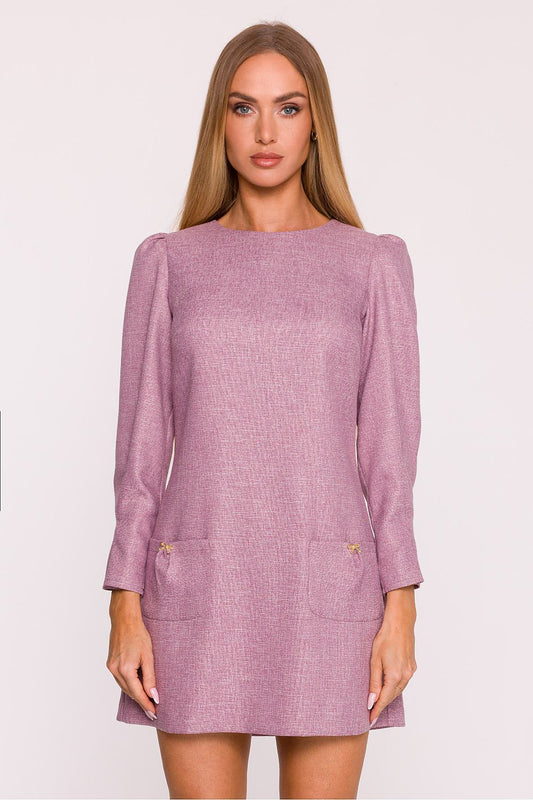 Anibe Lifestyle - Miniklänning i tweed med smyckesrosetter