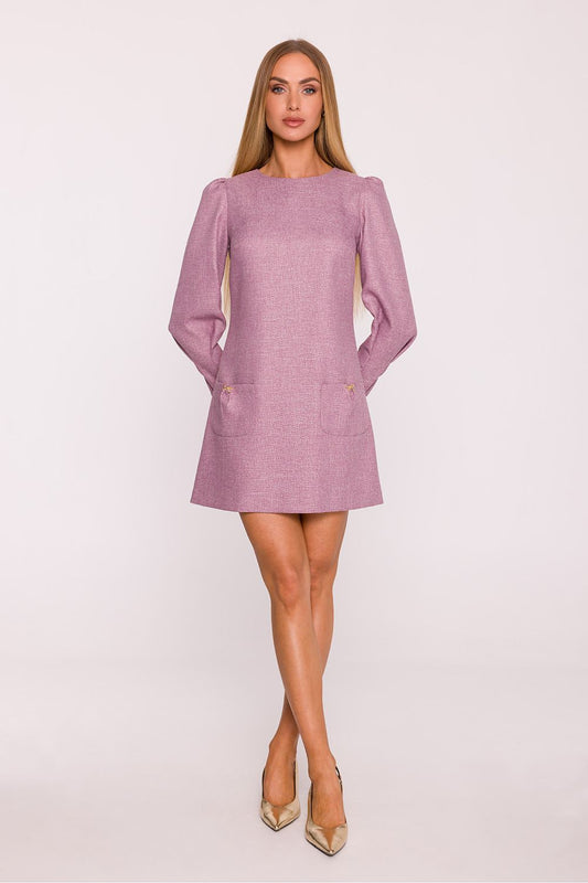 Anibe Lifestyle - Miniklänning i tweed med smyckesrosetter