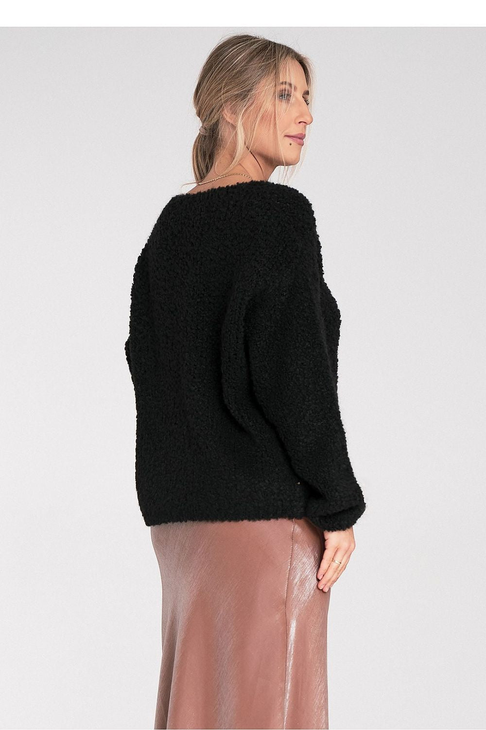 Anibe Lifestyle - Stickad tröja med ombonade material och rund hals