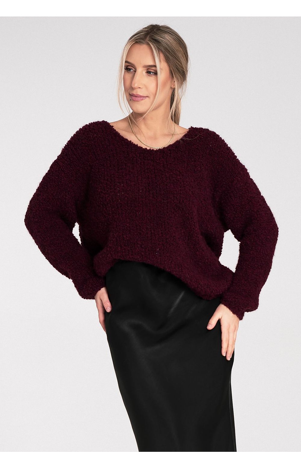 Anibe Lifestyle - Stickad tröja med ombonade material och rund hals
