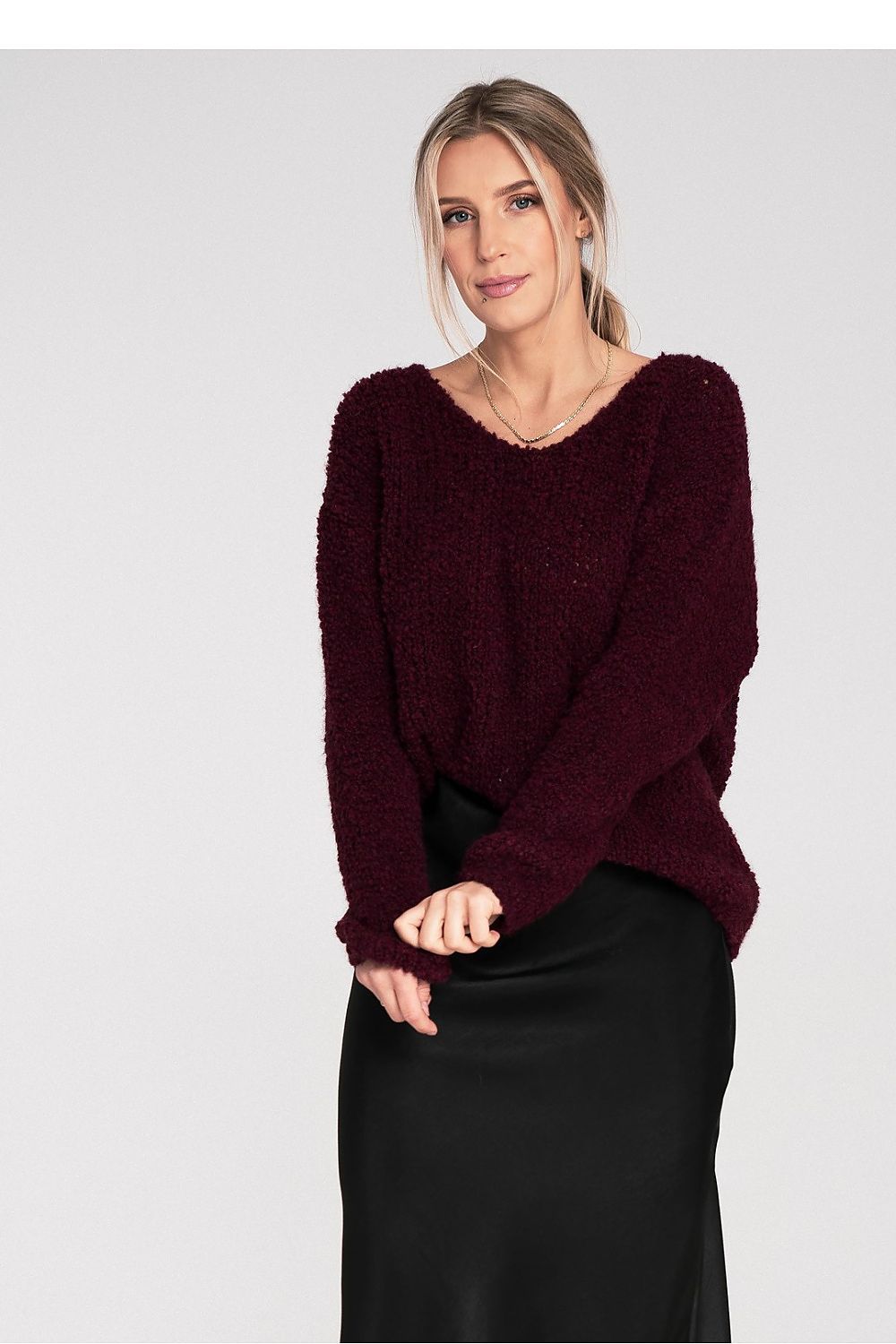 Anibe Lifestyle - Stickad tröja med ombonade material och rund hals