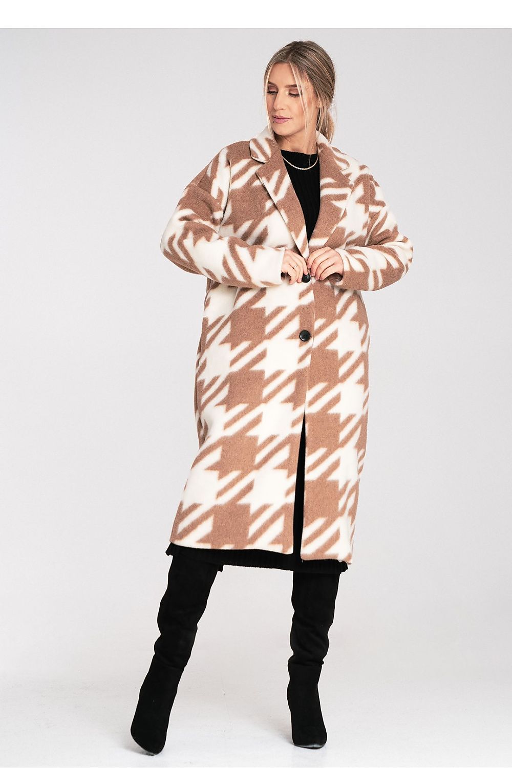 Anibe Lifestyle - Oversize kappa med pied-de-poule