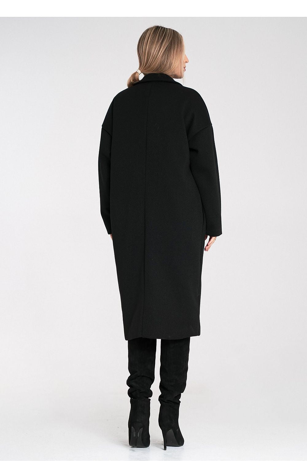 Anibe Lifestyle - Oversized kappa med kavajkrage och tvåknappsstängning