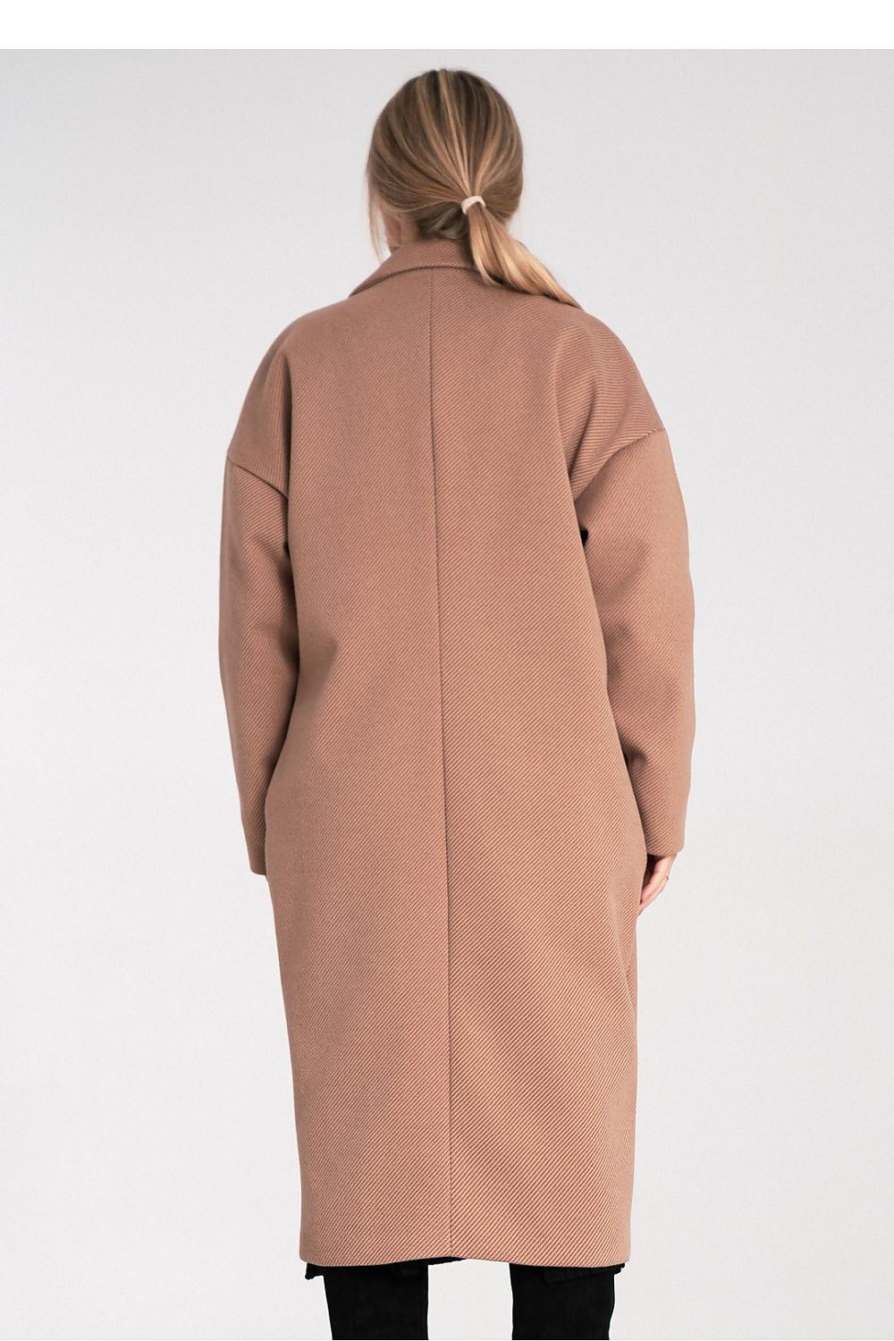Anibe Lifestyle - Oversized kappa med kavajkrage och tvåknappsstängning