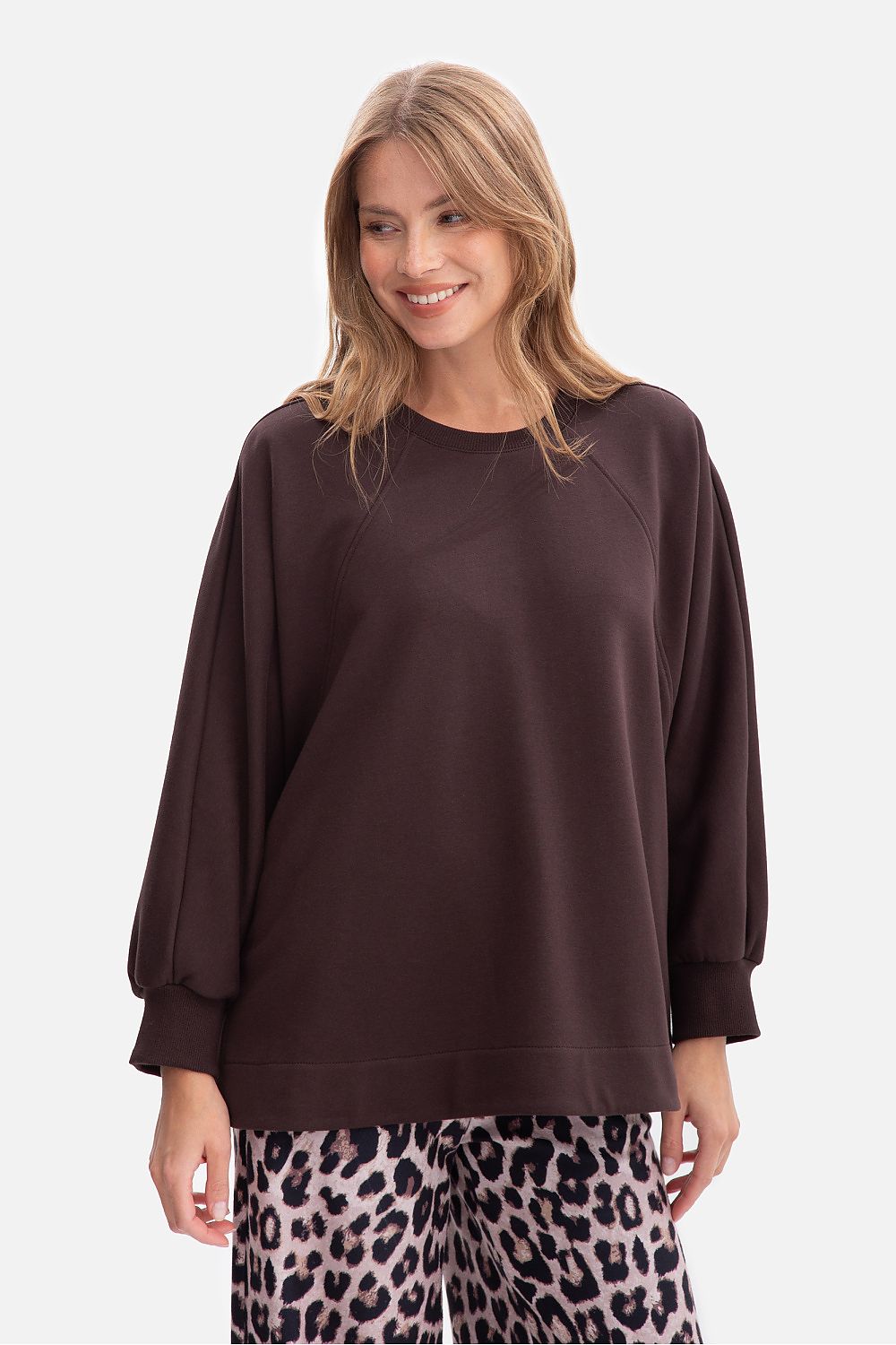 Anibe Lifestyle - Oversized sweatshirt med raglanärmar och sidoslitsar