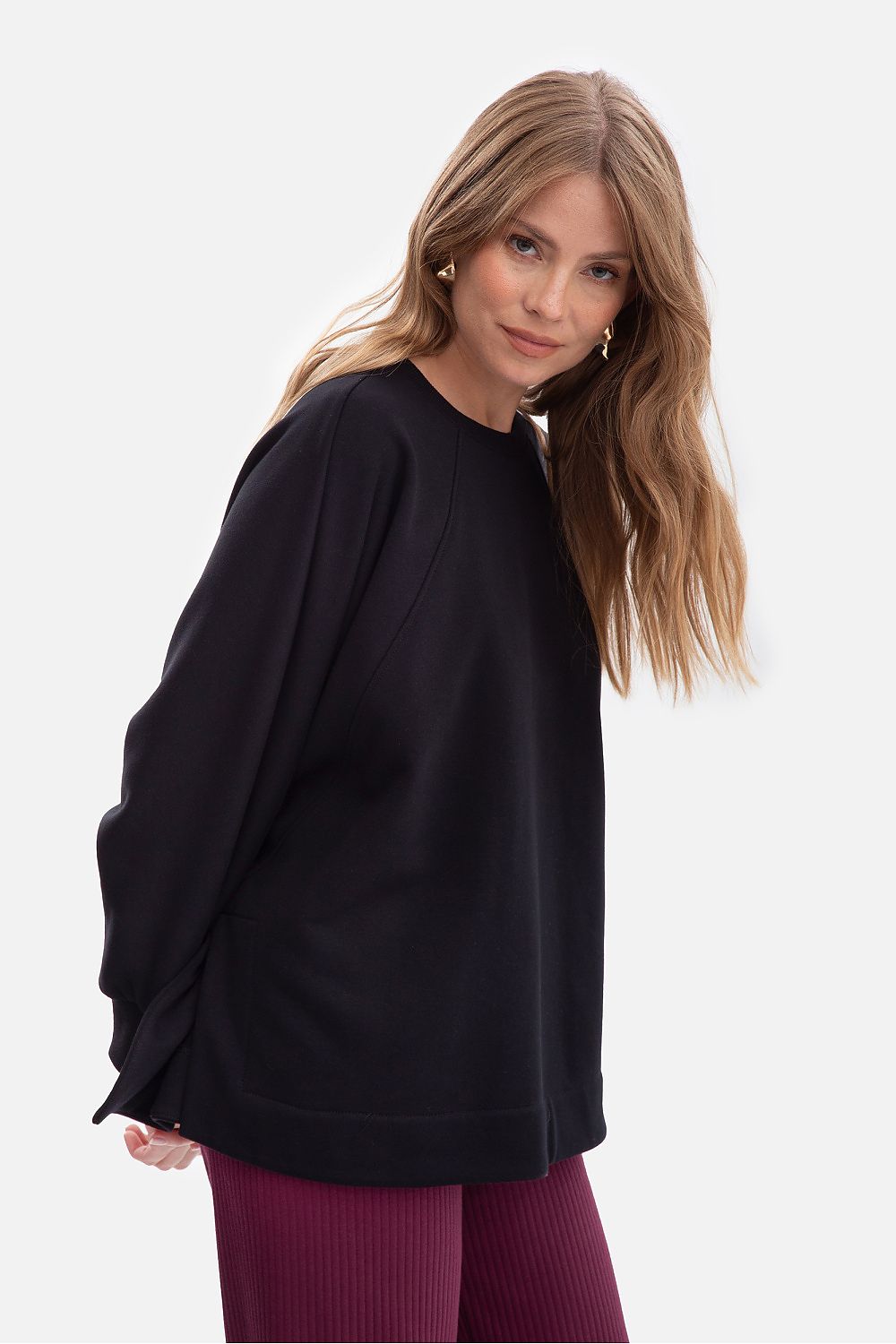 Anibe Lifestyle - Oversized sweatshirt med raglanärmar och sidoslitsar