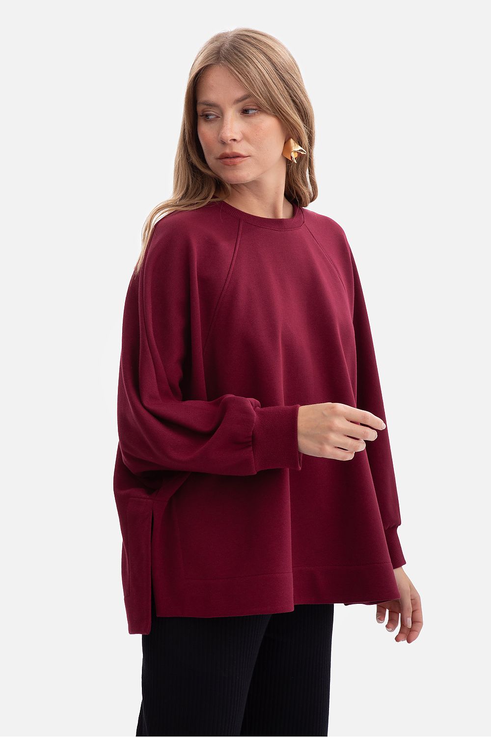Anibe Lifestyle - Oversized sweatshirt med raglanärmar och sidoslitsar