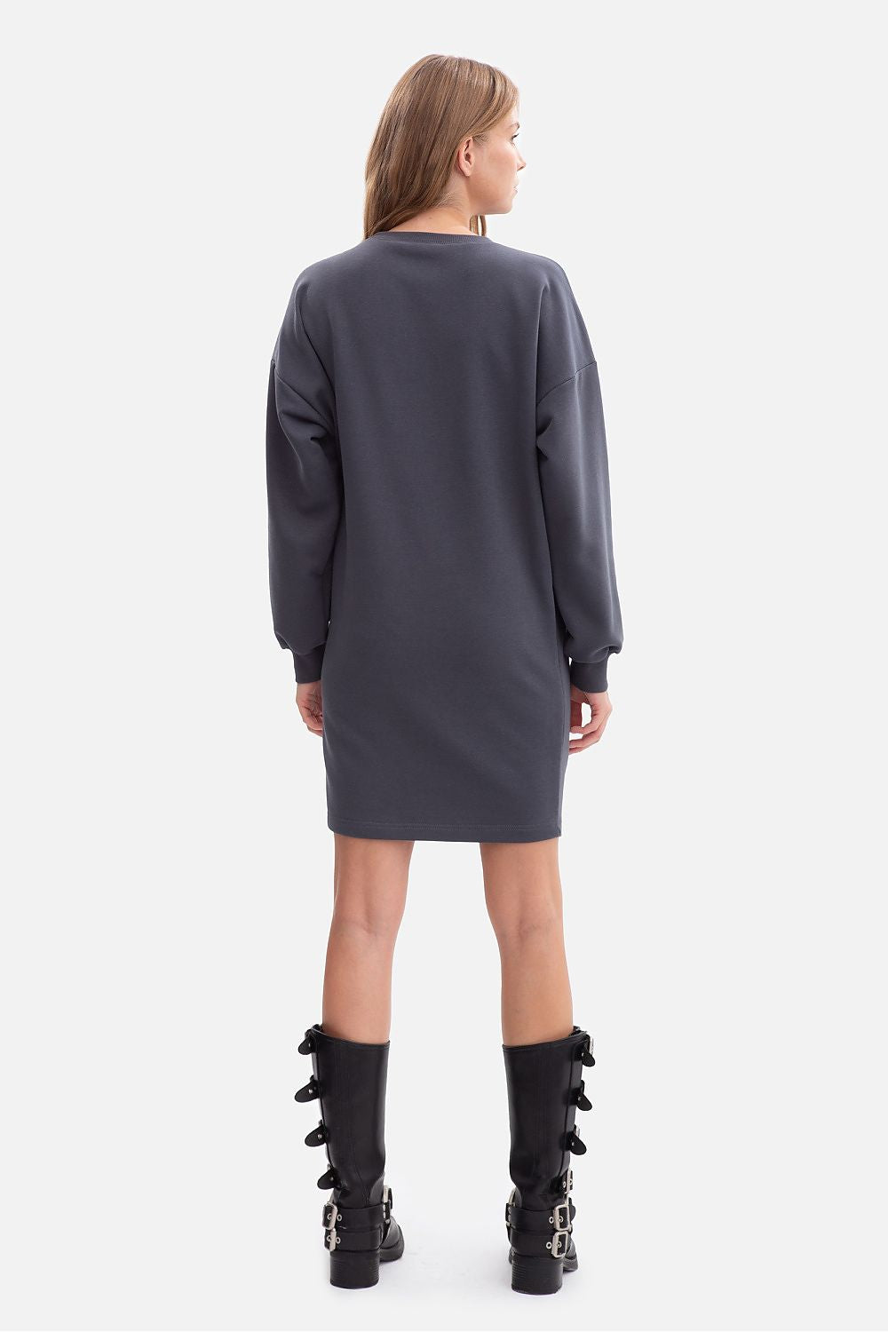 Anibe Lifestyle - Oversize sweatshirt-klänning med muddar och rund ringning