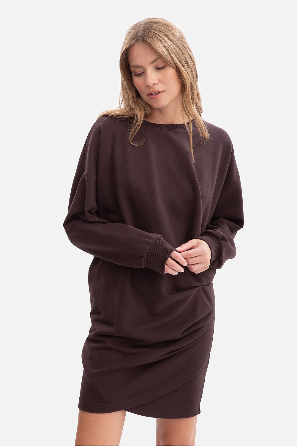 Anibe Lifestyle - Oversize sweatshirt-klänning med muddar och rund ringning