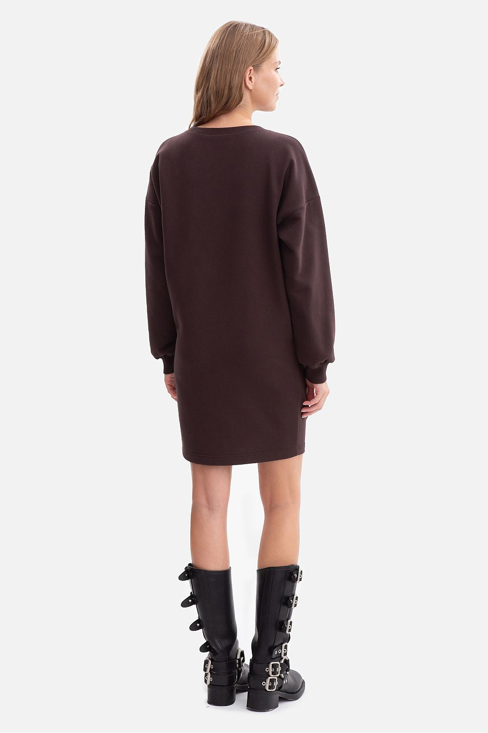 Anibe Lifestyle - Oversize sweatshirt-klänning med muddar och rund ringning