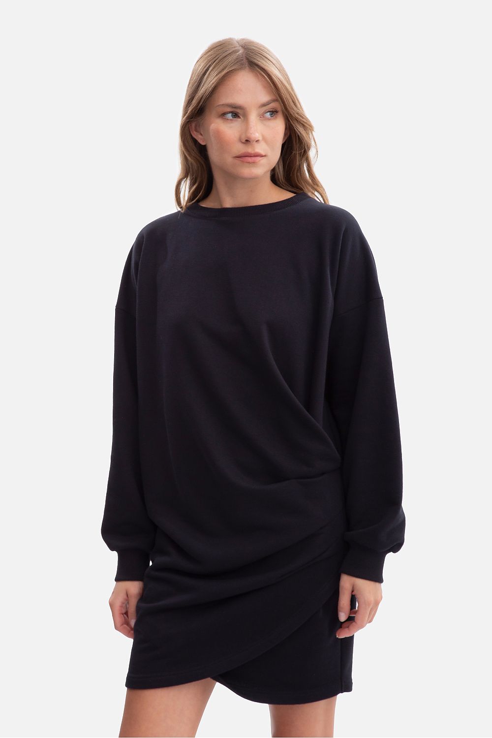 Anibe Lifestyle - Oversize sweatshirt-klänning med muddar och rund ringning