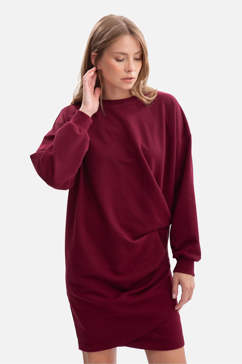 Anibe Lifestyle - Oversize sweatshirt-klänning med muddar och rund ringning