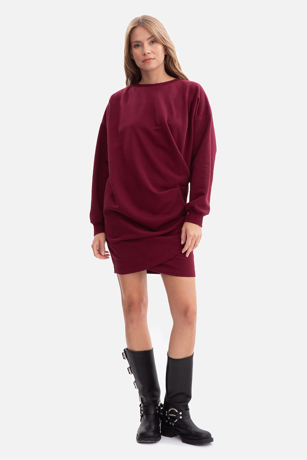 Anibe Lifestyle - Oversize sweatshirt-klänning med muddar och rund ringning