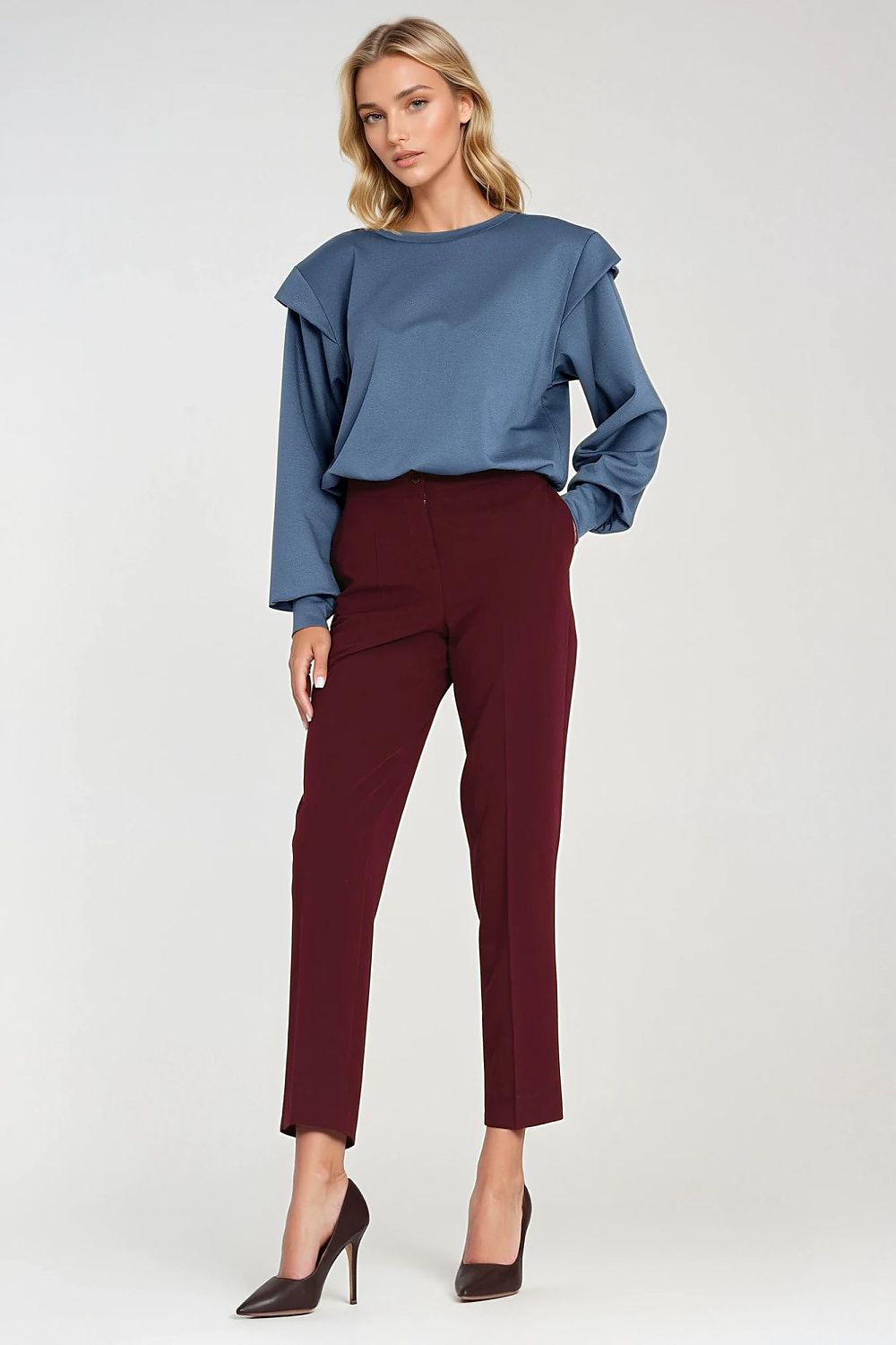 Anibe Lifestyle - Oversized tröja med axelvadd och bred ribbning