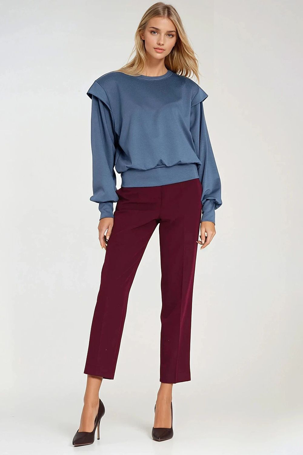 Anibe Lifestyle - Oversized tröja med axelvadd och bred ribbning