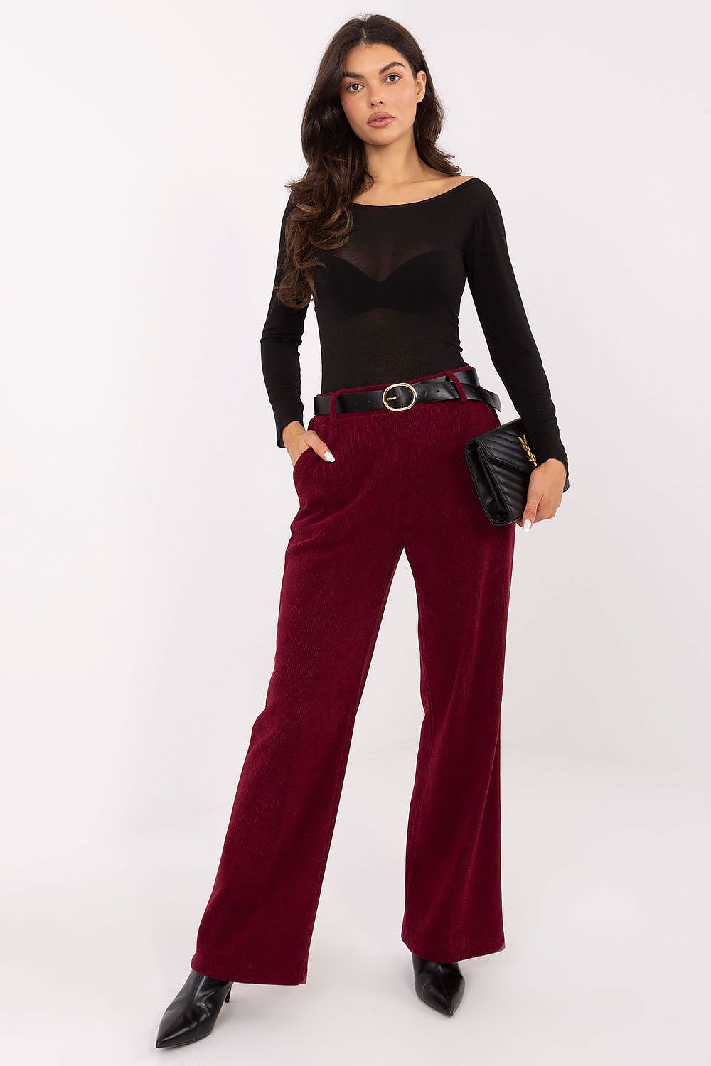 Anibe Lifestyle - Vida manchesterbyxor med high-waist och knytband