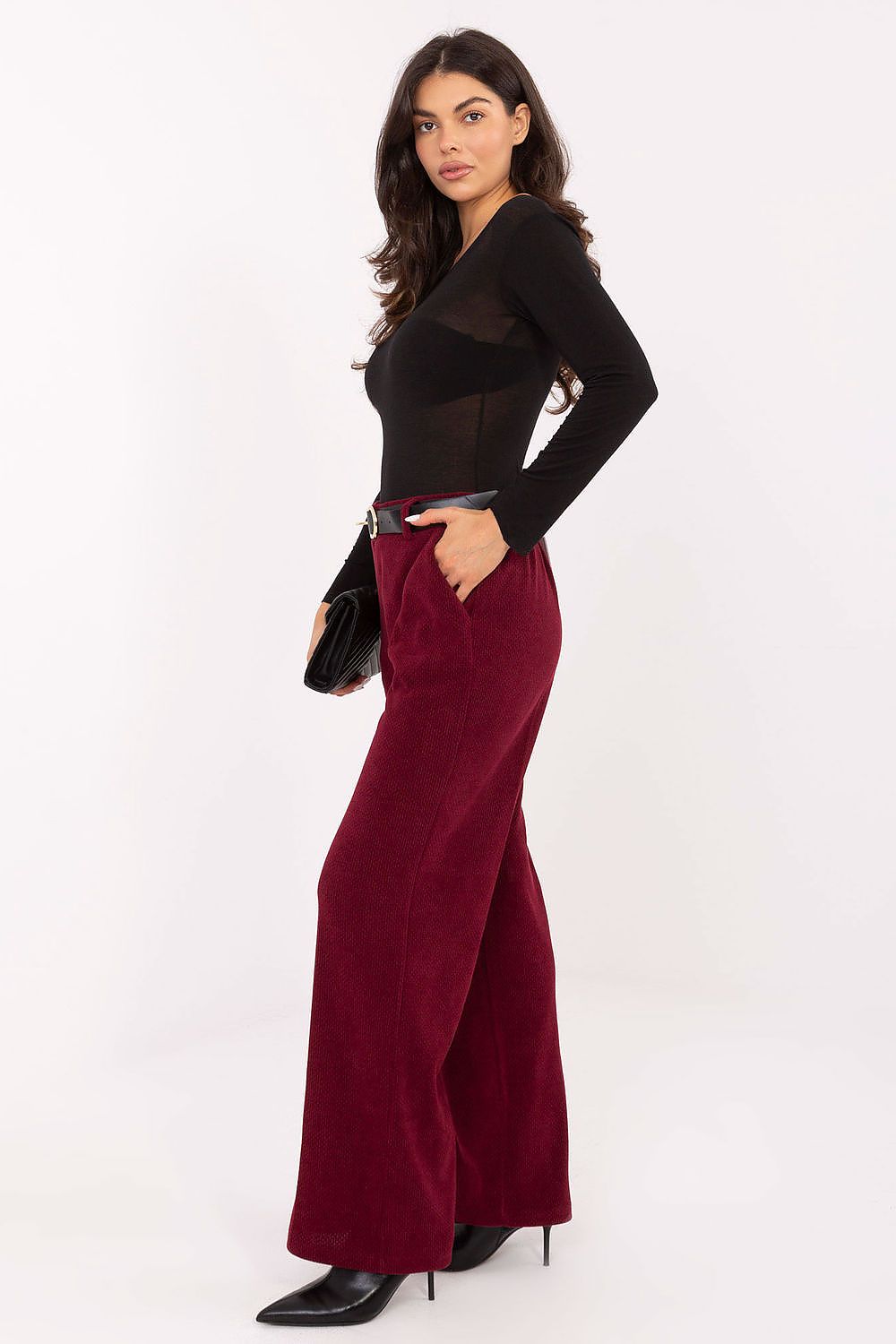 Anibe Lifestyle - Vida manchesterbyxor med high-waist och knytband
