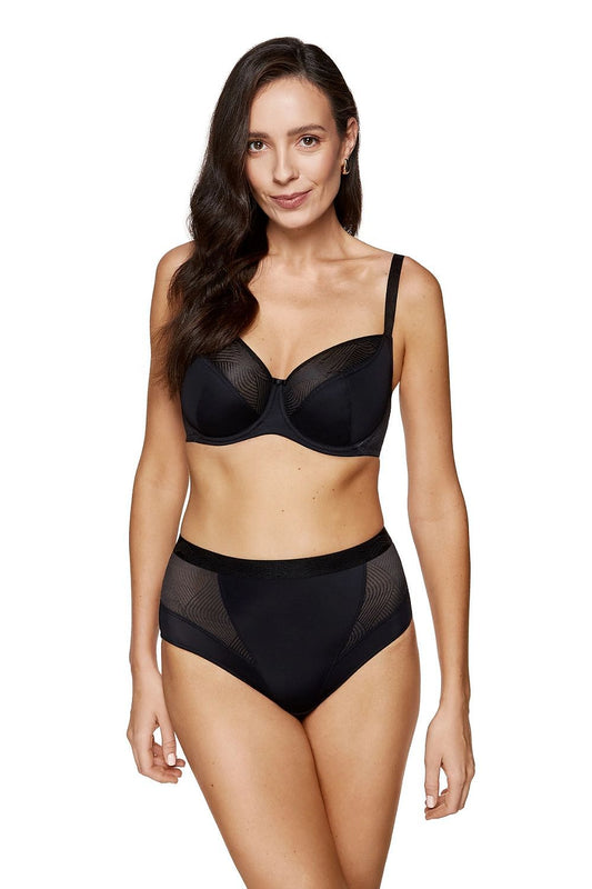 Anibe Lifestyle - Laurel - High-waist trosor i mjukt tyg och geometriskt tyll