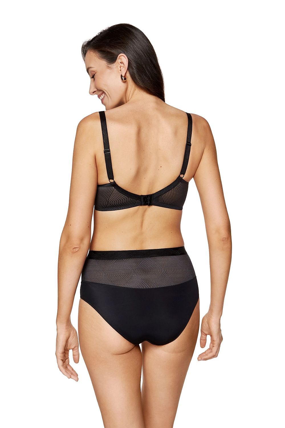 Anibe Lifestyle - Laurel - High-waist trosor i mjukt tyg och geometriskt tyll