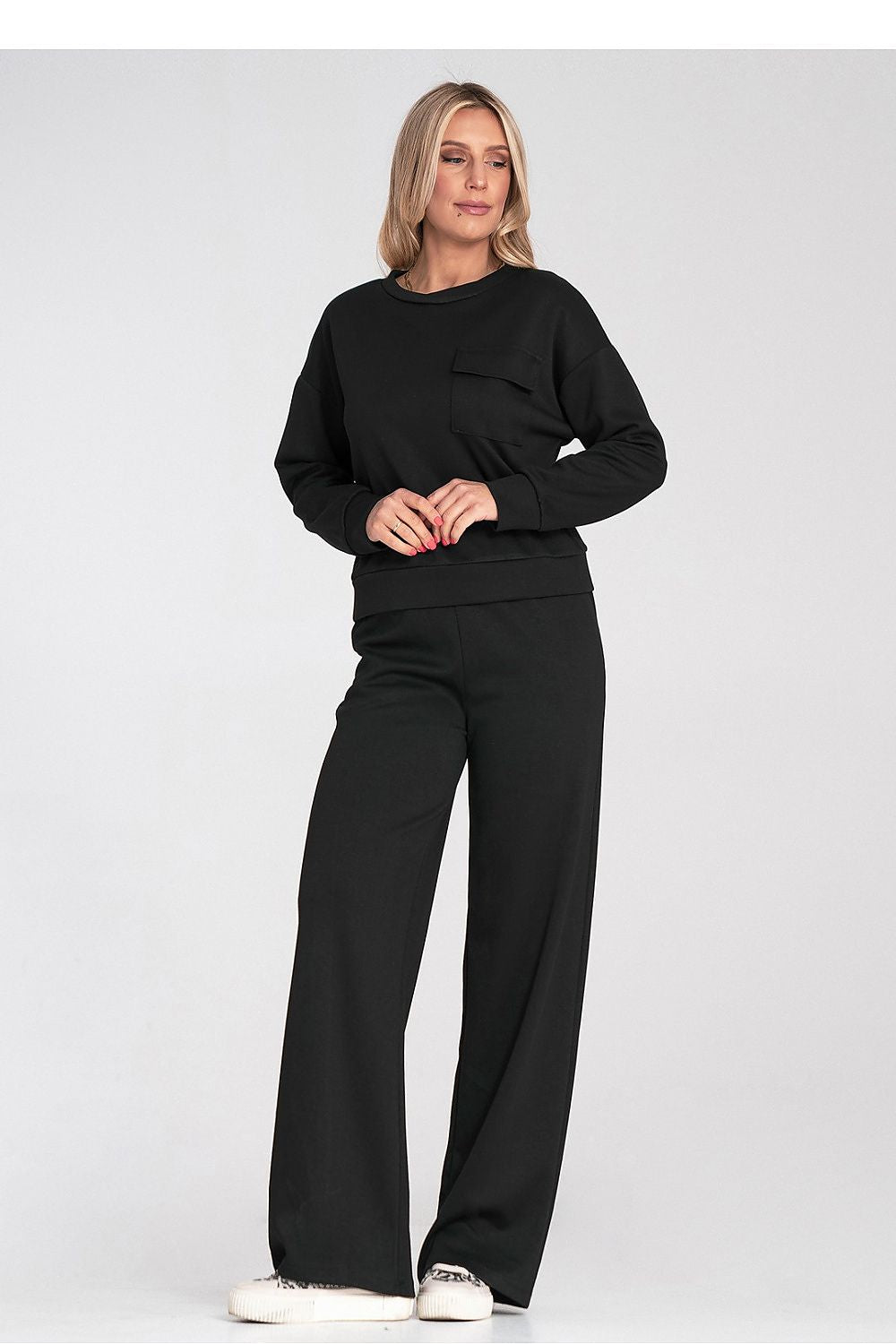 Anibe Lifestyle - Sweatshirt med rund hals och bröstficka